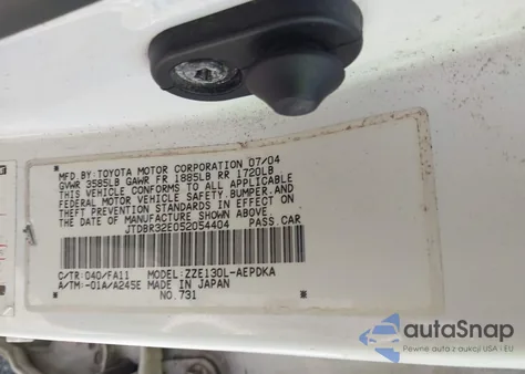 2005 Toyota Corolla Ce from USA, damaged, VIN JTDBR32E052054404